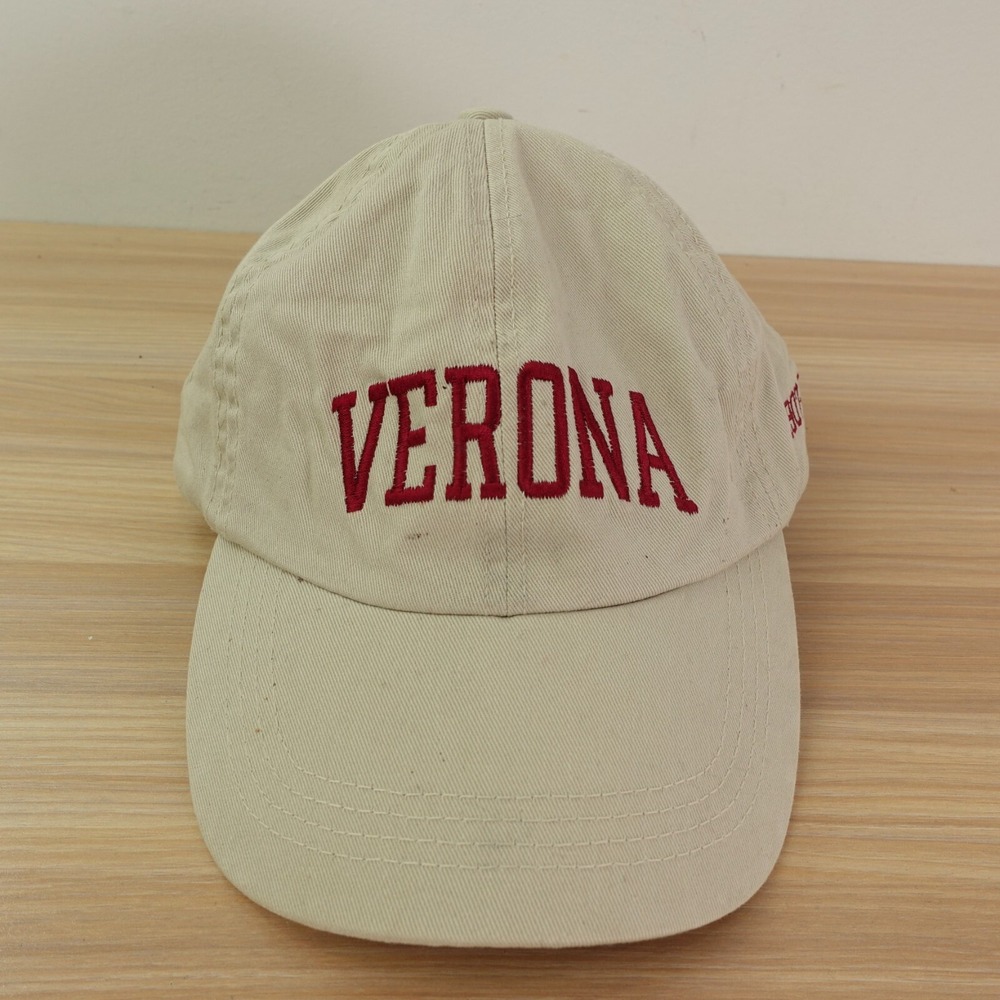 Verona Spell Out Baseball Cap Beige Adjustable Buckle Strap Dad Classic MV SPORT